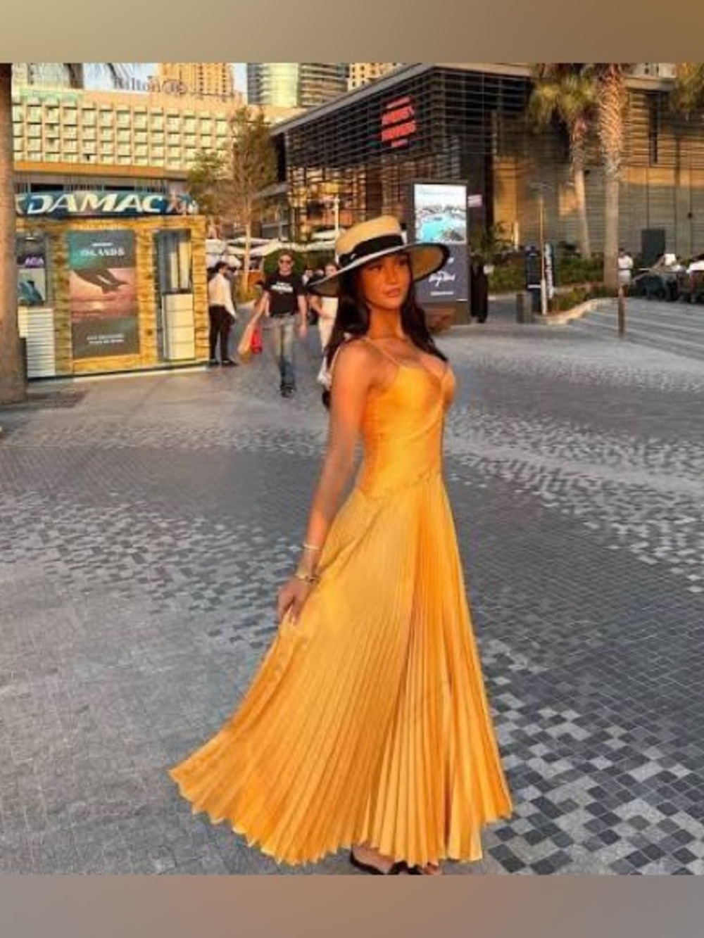 Derek Lam Sunlit Yellow Pleated Maxi Dress